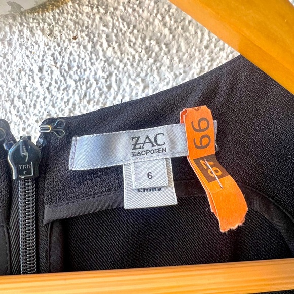 Zac Posen black jumpsuit w/ lace midsection has pockets - Picture 7 of 7